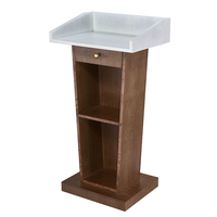 Moderno blanco + madera duradero MDF púlpito y soporte de podio con cajón para iglesia o escuela sin micrófono