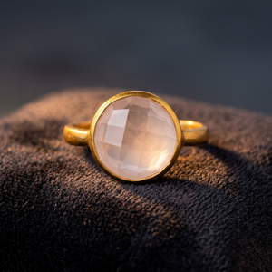 Nouveauté : Bagues et boucles d'oreilles en argent plaqué or 18 carats avec quartz rose pour enfants, pierres précieuses hydro. - Product Image 3
