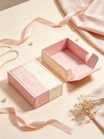 Boîte pliante en papier rose clair personnalisée, boîte cadeau en papier pour l'emballage de produits cosmétiques et de beauté