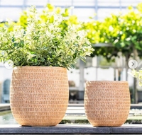 Grand pot de fleurs en fibre léger, élégant et écologique avec trou de drainage pour une utilisation intérieure et extérieure, salle à manger, sol, style moderne et rustique
