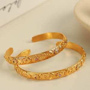 Custom Luxury 316L Stainless Steel 14k 18k Pvd Gold Plated Fashion <b>Bracelet</b> & <b>Bangles</b> Celestial Open <b>Bangle</b> <b>Bracelet</b> for Women - Product Image 3