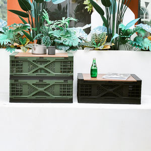 Bacs empilables pliables <span class=keywords><strong>avec</strong></span> Logo personnalisé, caisse mobile en plastique, <span class=keywords><strong>couvercle</strong></span> en bois, boîte <span class=keywords><strong>de</strong></span> <span class=keywords><strong>Transport</strong></span> <span class=keywords><strong>de</strong></span> stockage en plastique - Product Image 4