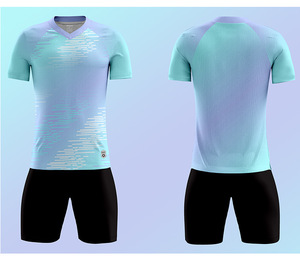 Nouveaux uniformes d'équipe de formation pour enfants, à manches courtes, respirants, légers, imprimés par transfert thermique, en polyester, col en V, pour le sport - Product Image 5