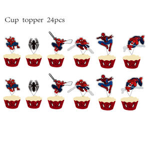 Nouvel arrivage de personnage de dessin animé <span class=keywords><strong>Spider</strong></span> <span class=keywords><strong>Man</strong></span> joyeux anniversaire décoration gâteau insertion drapeau bannière costume pour enfants - Product Image 2