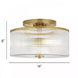 Simig chiếu sáng thủy tinh hiện đại tuôn ra núi thiết kế đơn giản Claude trang trại sọc thủy tinh trống Đèn trần - Product Image 5