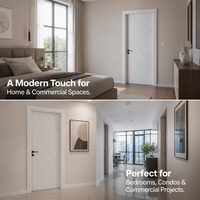 Porte de chambre moderne en MDF mélaminé blanc, à âme creuse, insonorisée, étanche, sur mesure, sans peinture, pour la maison