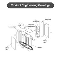 Barrière à battant pour piétons 3205 en acier inoxydable 304, tourniquet anti-écrêtage, ouverture rapide 0,4-0,8s, moteur sans balais DC24V