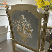Mobilier européen en velours royal d'hôtel Villa en bois personnalisable Ensemble de chaises classiques françaises rétro Table de salle à manger solide haut de gamme