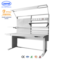 LEENOL LN-SAW02 Banc de travail réglable en acier robuste ESD, table de laboratoire en acier inoxydable, support pour table, utilisation scolaire, garantie 10 ans
