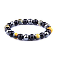 Bracelet de Protection Triple en pierre de lave, nouveau, bijou en cristal, perles d'oeil de tigre, diffuseur d'huile essentielle, de Yoga en cristal de guérison