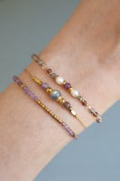 Ensemble personnalisé au design unique, bracelet en acier inoxydable avec pierres précieuses en cristal, améthyste, pierres naturelles, perles d'eau douce