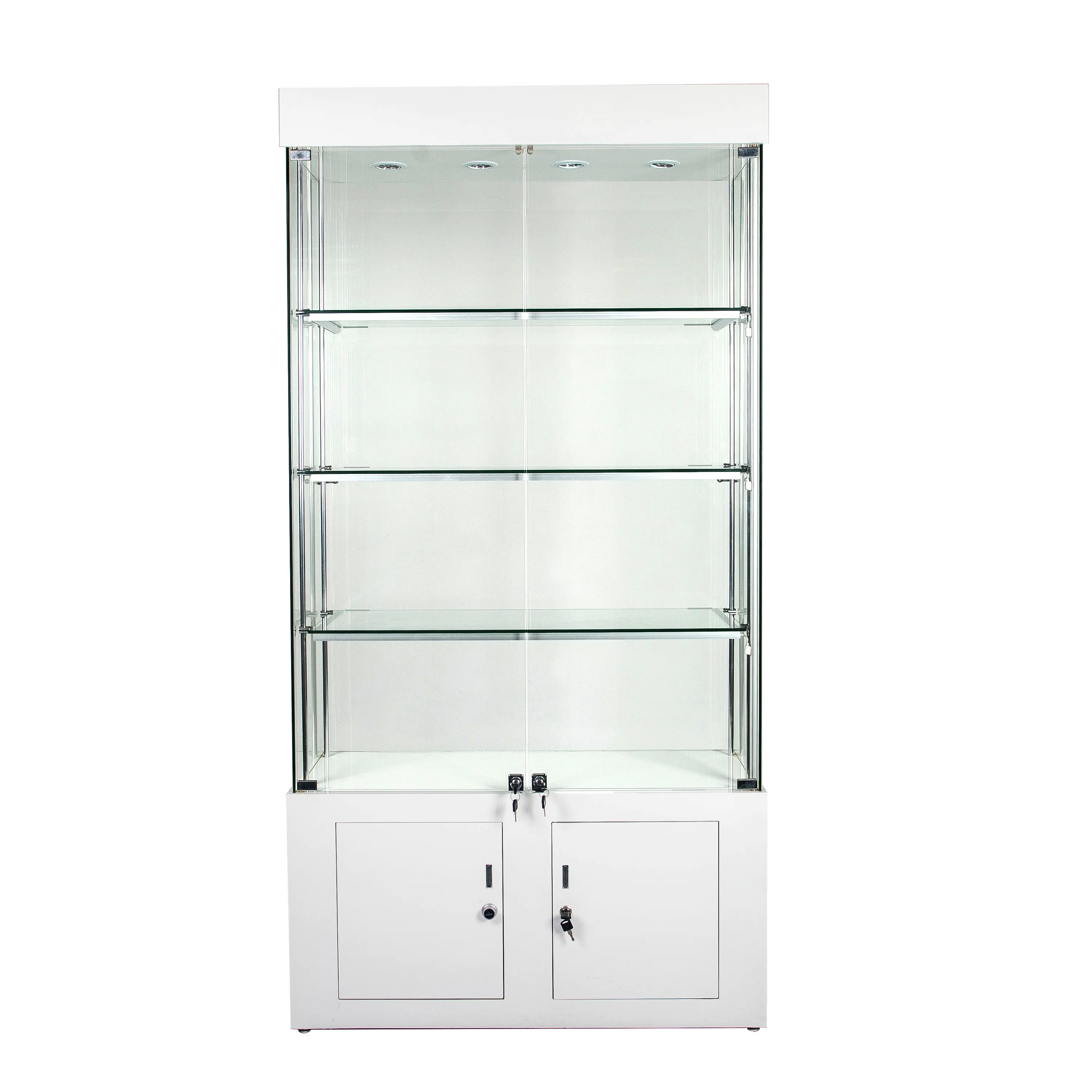 บริษัทออกแบบที่กำหนดเองไม้โบราณแสดงตู้ตู้ตู้โชว์เครื่องประดับที่มีล็อคและนำแสงแถบสำหรับขาย