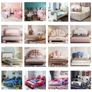 Letto Moderno Multicolore per Bambini in Legno con Poggiapiedi in Vera Pelle, Luci e Design Gattino per <span class=keywords><strong>Bambine</strong></span> - Product Image 3