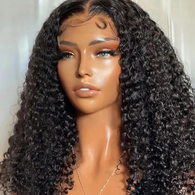 Curly Baby Hair Wig Water Weave Brazilian Lace Wigs He 5X5 Closure Wig
