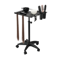Chariot de Salon Réglable à Roulettes pour Coiffure avec Deux Porte-Gobelets et 5 Roulettes – Idéal pour un Usage en Salon et Gain de Place