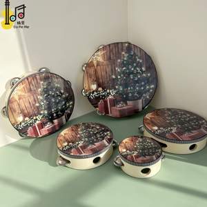 Tambourin familial de Noël de conception nouvelle 2025 Tambour personnalisé Cadeau de fête Percussion Tambourin <span class=keywords><strong>musical</strong></span> Tambour à main à vendre - Product Image 6