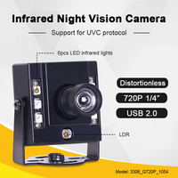3306 720P 1054 4mm 50 grados Mini módulo de cámara USB con visión nocturna infrarroja y características de reconocimiento facial de controlador gratuito