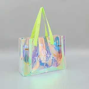 2022 Hot Sell Customized Color Reusable Shopping Bags Handle Laser PVC Bags