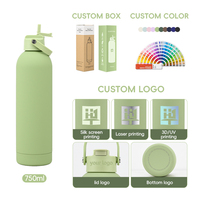 Bouteille d'eau personnalisée à double paroi isotherme, gourde en acier inoxydable pour enfants, 750 ml