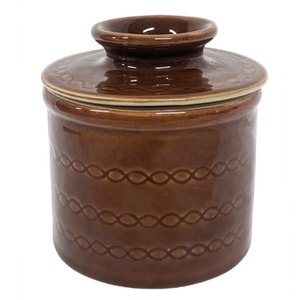Custom Keuken Classic Vintage Glanzend Bruin Keramische Franse Beurre Houder Container Keeper Schotel Porseleinen Klokvorm Boter <span class=keywords><strong>Crock</strong></span> - Product Image 1