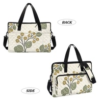 Sac pour ordinateur portable matelassé à imprimé tropical personnalisé, motif feuille hawaïenne, style Art déco floral, pour le shopping, les voyages et le transport quotidien