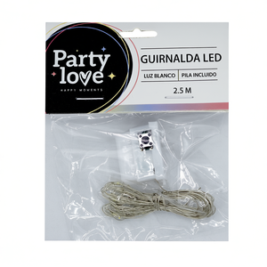 Guirnalda de Luces LED para Fiestas, 2.5 Metros, Luz Blanca, Incluye Batería, Decoración Navideña - Product Image 2