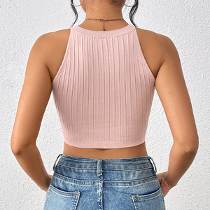 Suéter de punto de cable coreano para mujer, chaleco rosa, Jersey, ropa al por mayor - Product Image 2