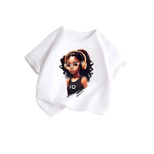 T-shirt d'été décontracté ample à col rond et manches courtes en coton anti-humidité avec imprimé dessin animé pour filles, nouveau style 2026 - Product Image 5