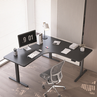 Bureau de travail en forme de L réglable en hauteur avec double moteur et table d'angle debout à 3 segments, bureau d'angle debout pour le bureau