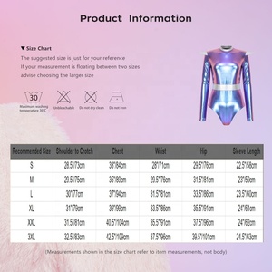 Justaucorps métallisé pour femme à manches longues, coupe haute, col montant, style rave, pour festival et clubwear, personnalisable - Product Image 6