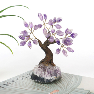 Wholesale Natural Healing Stones Crystal Bonsai <b>Tree</b> Amethyst Cluster Base Crystal <b>Tree</b> for Feng Shui Decoration - Product Image 1
