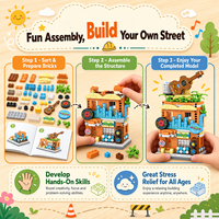 Ensemble de blocs de construction EPT Mini Street View avec 12 modèles de magasins modulaires pour collection de mini-villes DIY et décoration de table