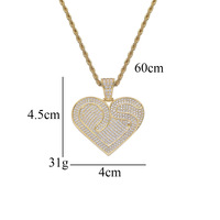 Collier avec pendentif en forme de cœur en zircon cubique, bijoux hip-hop tendance 2023, en laiton, entièrement serti de CZ, pour hommes et femmes