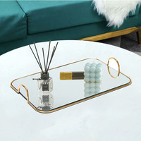 Plateau miroir en métal électroplaqué de luxe de style nordique, plateau de rangement pour table basse, pièce de décoration intérieure, verre de style américain