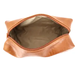 Fabrika OEM makyaj çantası PU deri erkek makyaj çantası organizatör kozmetik çantası ile LOGO özel deri fermuarlı çanta