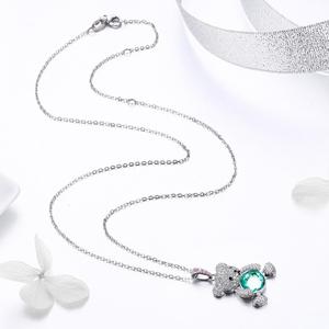 BAGREER SCN265 <span class=keywords><strong>collana</strong></span> d'argento 925 con orso carino all'ingrosso verde zircone per le donne e le ragazze per feste ricorrenze - Product Image 4