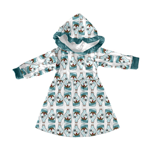 Milk Silk Toddler <b>Girl</b> <b>Dress</b>, Hooded Long Sleeve & Flutter Strap Ruffle <b>Dress</b>, Cute Animal Print Kids Casual <b>Dress</b> - Product Image 4