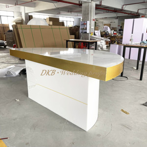 Tavolo da tavolo per torte nuziali acrilico oro bianco mezzo tondo di fabbrica personalizzato di alta qualità - Product Image 5