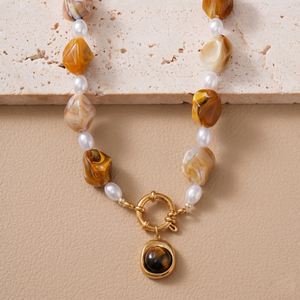 Collana Girocollo Vintage con Perle di Turchese e Conchiglie Naturali Placcata Oro 18K, Chiusura a T in Acciaio Inossidabile, Stile Bohemien - Product Image 2