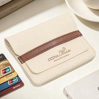 Dompet Kartu Minimalis dari Kulit PU dengan Desain Tali dan Penutup Lipat, Organizer Kartu Tipis untuk Kantor, Hadiah Profesional