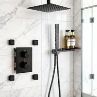 Ensemble de douche thermostatique carré encastré HONGDEC, jets corporels haute pression, système de douche pluie pour appartement et salle de bain à domicile
