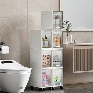 DAYOOH Organizzatore <span class=keywords><strong>Angolare</strong></span> Trasparente a 5 Ripiani, Armadio di Stoccaggio in Plastica Stretto con Ruote Impermeabile per Cucina, Bagno, Soggiorno - Product Image 6