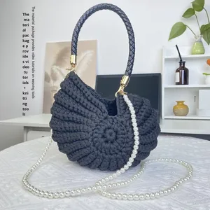 Sáng Tạo <span class=keywords><strong>Conch</strong></span> Hình Crochet Handmade Crossbody Túi Vui Dễ Thương Ngọc Trai Chuỗi Nhỏ Củ<span class=keywords><strong>a</strong></span> Phụ Nữ Vai Túi Mới Lạ Handweave - Product Image 6