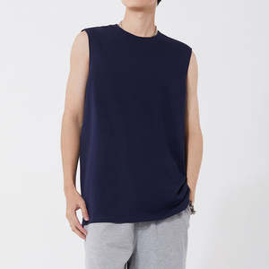 Camiseta sin mangas unisex al por mayor, 100% algodón, gruesa, cuello redondo, ajuste holgado, chaleco deportivo, camiseta cómoda para hombre - Product Image 1