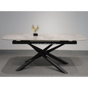 Hot bán Pop Up chức năng gốm mở rộng bàn ăn thiết lập hình chữ nhật Đá Cẩm Thạch ăn đầu kim loại chân với cát sơn tĩnh điện - Product Image 2