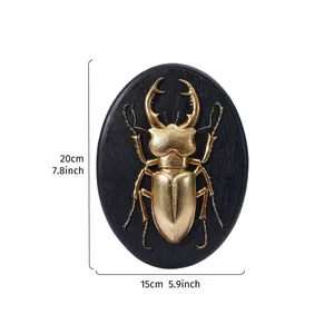 Décoration murale 3D en forme de <span class=keywords><strong>scarabée</strong></span> <span class=keywords><strong>doré</strong></span> de luxe - Art mural rétro ovale en forme d'insecte pour la décoration murale - Product Image 2