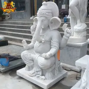 Восточная Индия 2 фута мраморная большая статуя Ганеша Индус Бог уличная каменная статуя Ганеша