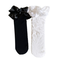 Chaussettes fines et respirantes en tricot pour filles - Style japonais d'été, design princesse, dentelle blanche, maille anti-moustiques, chaussettes pour bébé