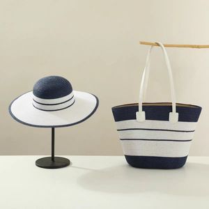 Casual Fashion Large Capacity Summer <strong>Straw</strong> <strong>Hat</strong> Striped Floppy Beach Vacation Bag Made of Paper <strong>Straw</strong> - Product Image 4