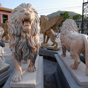 Cuộc sống Kích thước đá cẩm thạch tự nhiên đá khắc sư tử bức tượng cặp tác phẩm điêu khắc với tùy chỉnh khắc cho trang trí ngoài trời - Product Image 5